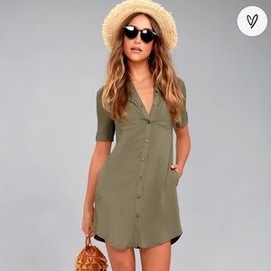 NWT Lulus Olive Green Shirt Dress